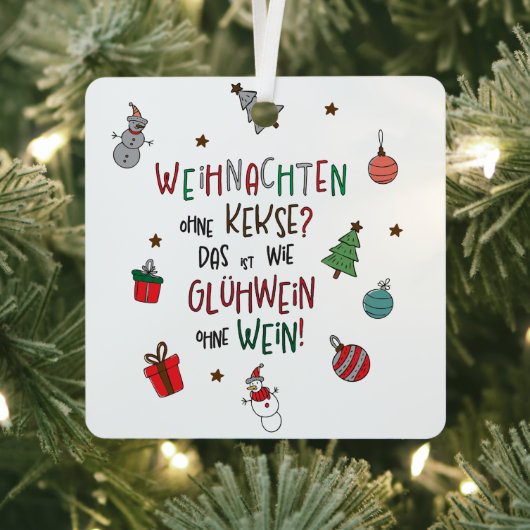 „Weihnachten ohne Kekse?“ Lustiger Baumschmuck Ornament Aus Metall (InSitu)
