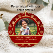 Weihnachten Oma Opa Rotes Gold Schneeflocken Ornament