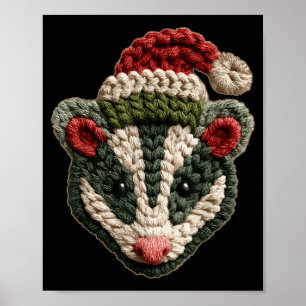 Weihnachten Opossum Santa Hut Wald Tier Winter Äst Poster