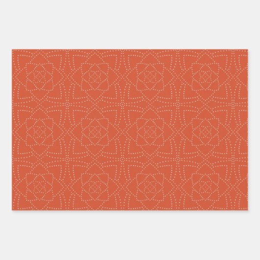 Weihnachten Orange Seamless Muster Geschenkpapier Set (Vorderseite)