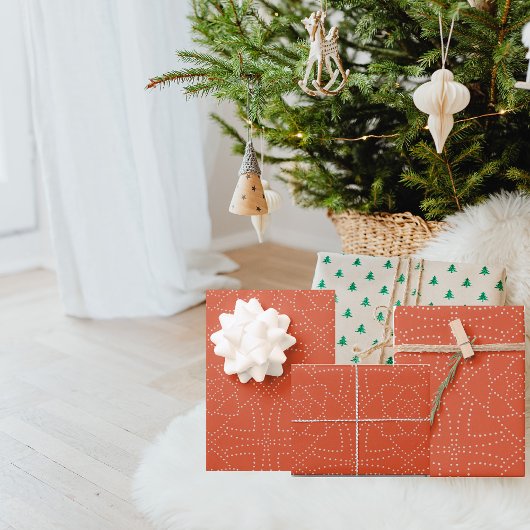 Weihnachten Orange Seamless Muster Geschenkpapier Set