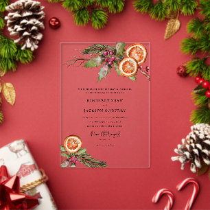 Weihnachten Orangen Scheiben Mistel Hochzeit Acryleinladungen