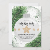 Weihnachten | Ornamente, Pinien, Gold Einladung (Vorderseite)