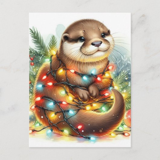 Weihnachten Otter Wasserfarbe Weihnachten Postkarte (Vorderseite)