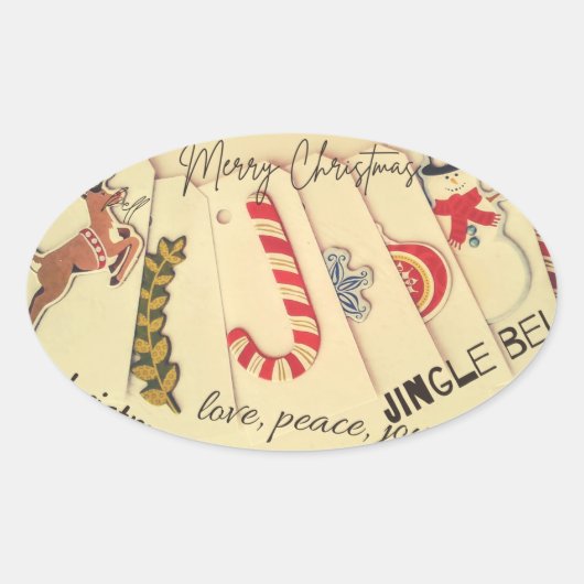 Weihnachten Ovaler Aufkleber (Vorderseite)