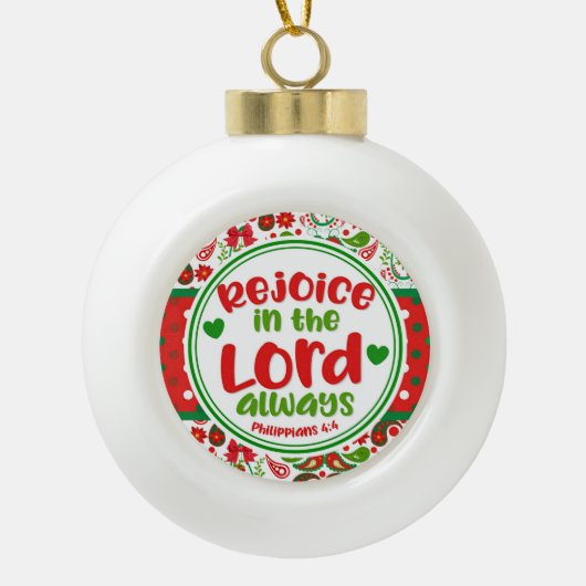 Weihnachten Paisley Freude im Herrn immer Keramik Kugel-Ornament (Vorderseite)