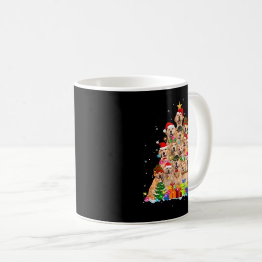 Weihnachten Pajama Golden Retriever Tree Xmas Dog Kaffeetasse (VorderseiteRechts)