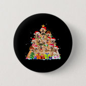 Weihnachten Pajama Golden Retriever Tree Xmas Gesc Button (Vorderseite)
