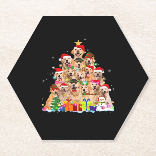 Weihnachten Pajama Golden Retriever Tree Xmas Gesc Untersetzer (Vorderseite)