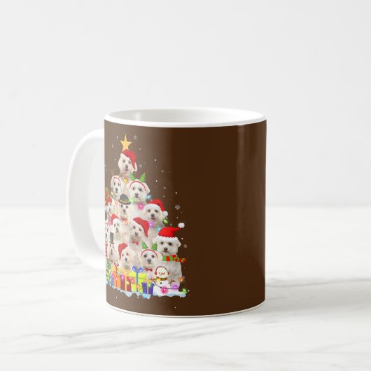 Weihnachten Pajama Maltese Tree Xmas Geschenke Dog Kaffeetasse (Vorderseite Links)