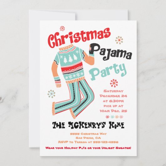 Weihnachten Pajama Party Einladung (Vorderseite)