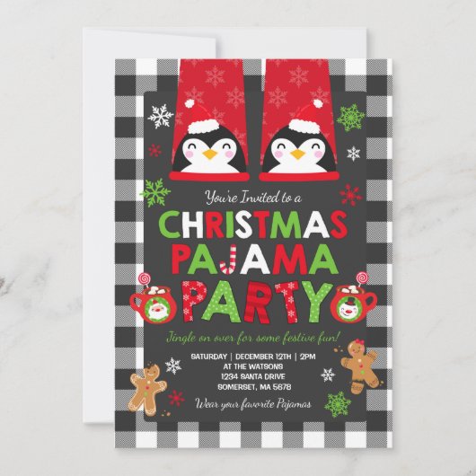 Weihnachten Pajama Party Einladung Urlaub Pajamas (Vorderseite)