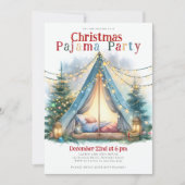 Weihnachten Pajama Party Zelt Lichter Wasserfarbe  Einladung (Vorderseite)