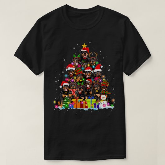 Weihnachten Pajama Rottweiler Tree Xmas Geschenke T-Shirt (Design vorne)