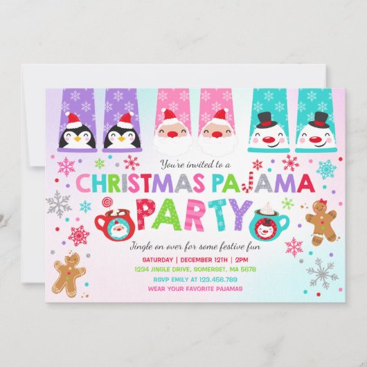 Weihnachten Pajamas Party Einladung Urlaub Pajamas (Vorderseite)