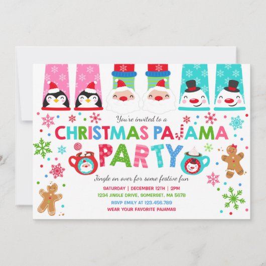 Weihnachten Pajamas Party Einladung Urlaub Pajamas (Vorderseite)