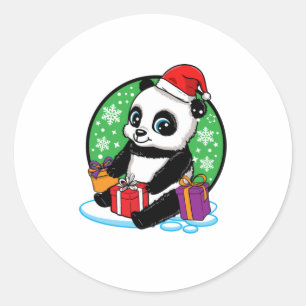 Weihnachten Panda Winterurlaub Liebe Runder Aufkleber