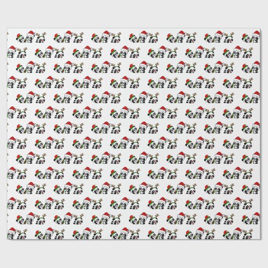 Weihnachten Pandas Geschenkpapier (Flach)