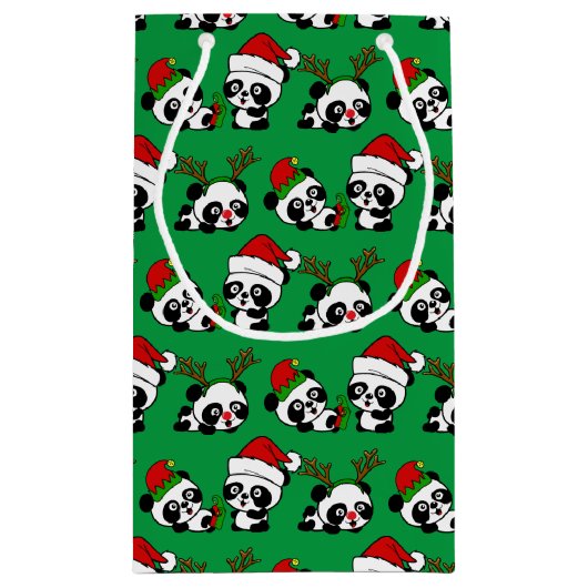 Weihnachten Pandas Kleine Geschenktüte (Rückseite)