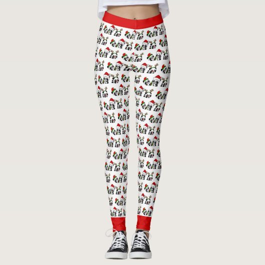 Weihnachten Pandas Leggings (Vorderseite)