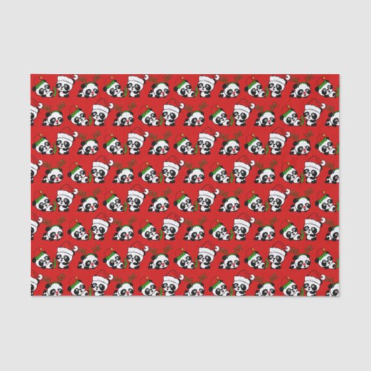 Weihnachten Pandas Seidenpapier (Vorderseite)