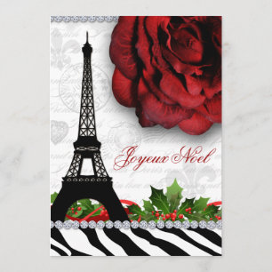 Weihnachten Paris Eiffelturm Zebra Rose Blume Einladung