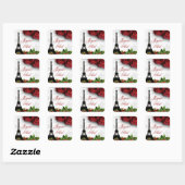 Weihnachten Paris Eiffelturm Zebra Rose Blume Quadratischer Aufkleber (Blatt)