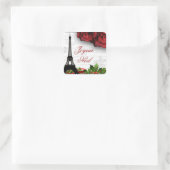Weihnachten Paris Eiffelturm Zebra Rose Blume Quadratischer Aufkleber (Tasche)