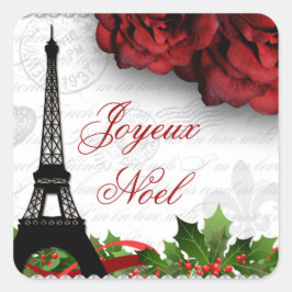 Weihnachten Paris Eiffelturm Zebra Rose Blume Quadratischer Aufkleber