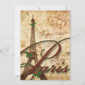 Weihnachten Paris Einladen Eiffelturm Vintag Einladung (Rückseite)