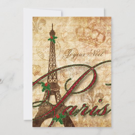 Weihnachten Paris Einladen Eiffelturm Vintag Einladung (Rückseite)