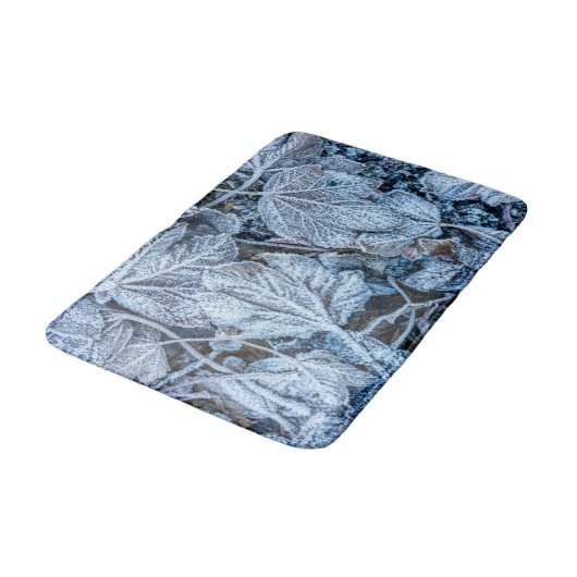 Weihnachten Party Blue Blätter Schnee Urlaub Winte Badematte (Schrägansicht)