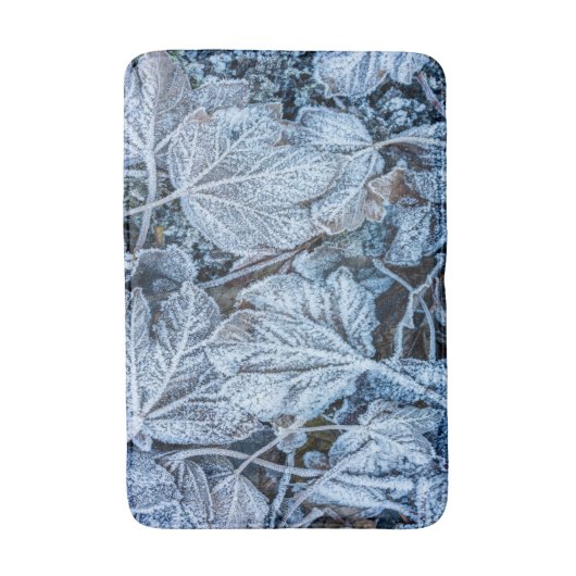 Weihnachten Party Blue Blätter Schnee Urlaub Winte Badematte (Vorderseite Vertikal)