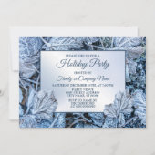 Weihnachten Party Blue Blätter Schnee Urlaub Winte Einladung (Vorderseite)