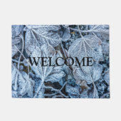 Weihnachten Party Blue Blätter Schnee Urlaub Winte Fußmatte (Vorderseite)