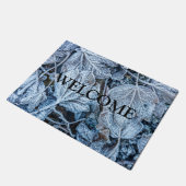 Weihnachten Party Blue Blätter Schnee Urlaub Winte Fußmatte (Schrägansicht)