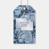 Weihnachten Party Blue Blätter Schnee Urlaub Winte Geschenkanhänger (Rückseite)