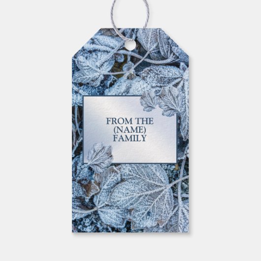 Weihnachten Party Blue Blätter Schnee Urlaub Winte Geschenkanhänger (Rückseite)