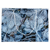 Weihnachten Party Blue Blätter Schnee Urlaub Winte Große Geschenktüte (Rückseite)