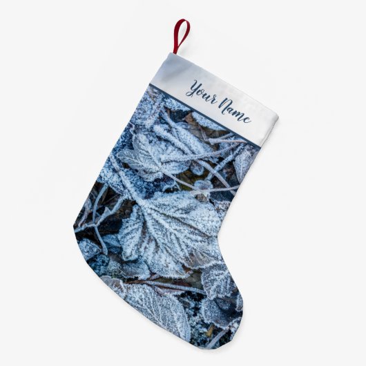 Weihnachten Party Blue Blätter Schnee Urlaub Winte Kleiner Weihnachtsstrumpf (Vorderansicht (hängend))