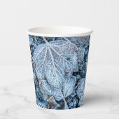 Weihnachten Party Blue Blätter Schnee Urlaub Winte Pappbecher (Rückseite)