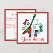 Weihnachten-Party Einladung: Guitar Einladung (Vorne/Hinten)