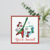 Weihnachten-Party Einladung: Guitar Einladung (Stehend Vorderseite)