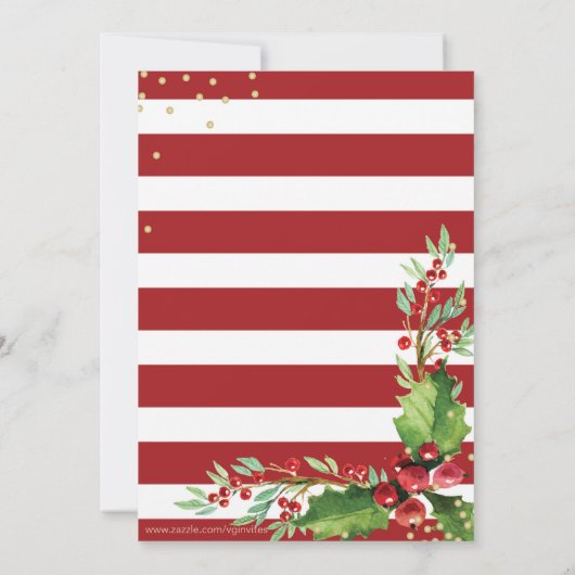 Weihnachten - Party Einladung - Rote Streifen (Rückseite)