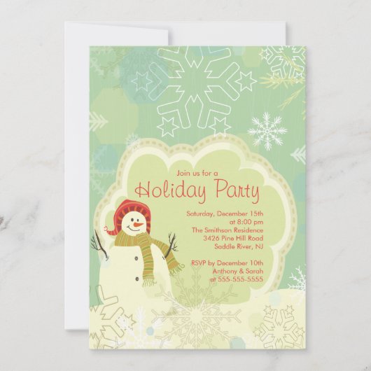 Weihnachten Party Einladung SNOWMAN NIEDLICH (Vorderseite)