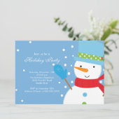 Weihnachten Party Einladung SNOWMAN NIEDLICH (Stehend Vorderseite)