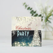 Weihnachten-Party Einladungen, Champagnerbläschen Einladung (Stehend Vorderseite)