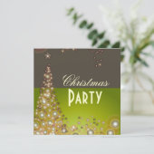 Weihnachten-Party Einladungen, Champagnerbläschen Einladung (Stehend Vorderseite)