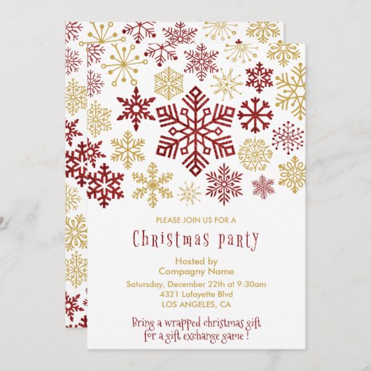 Weihnachten Party Elegante Schneeflocken Einladung (Vorne/Hinten)