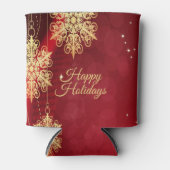 Weihnachten Party Geschenk Roter Golden Snowflakes Dosenkühler (Vorderseite)